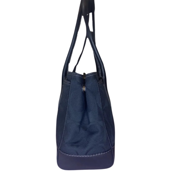 Coach. EUC. "Madeline Hampton" Handbag. Signature Black Jacquard Canvas.15"X7.5" - Picture 3 of 11